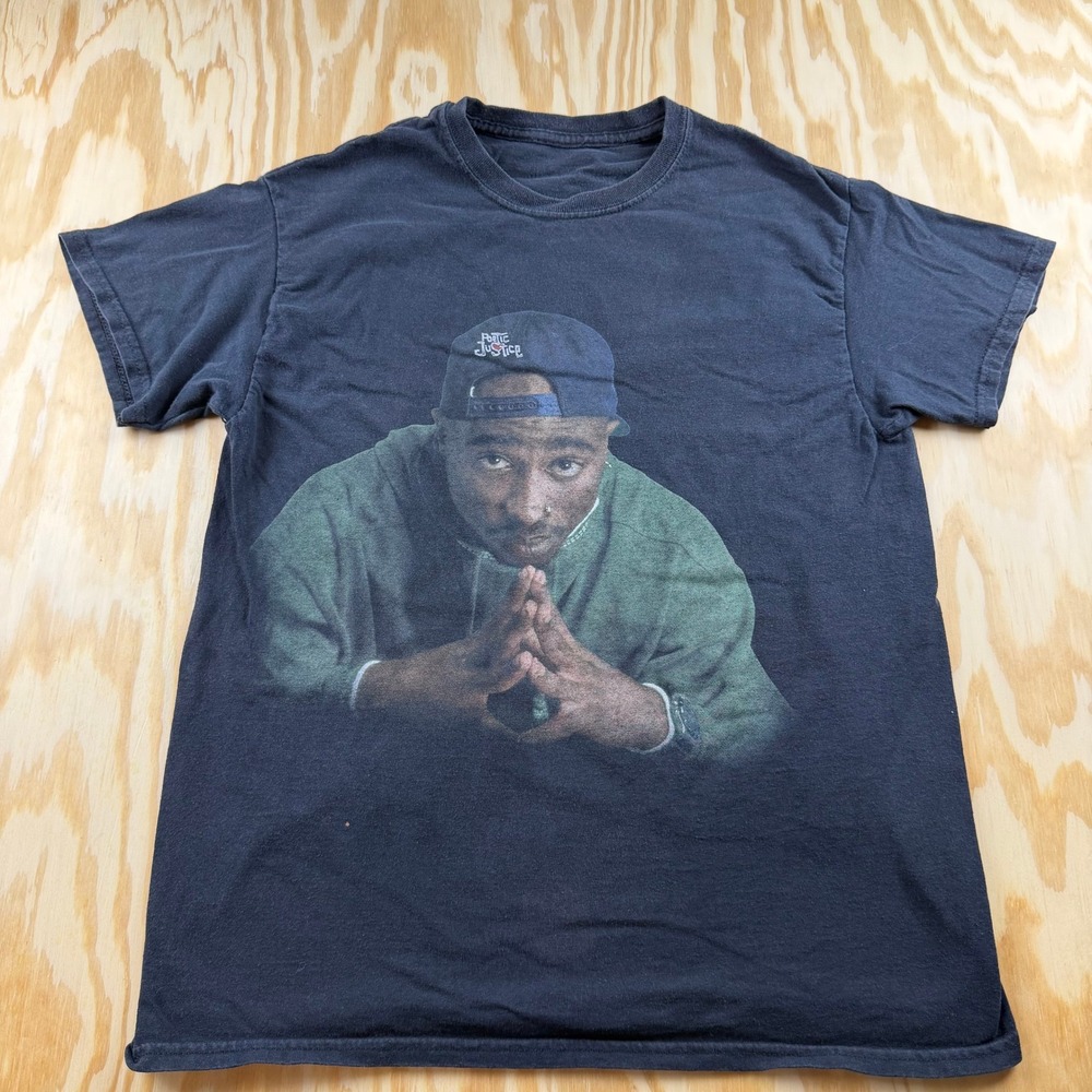Tupac Shakur 2Pac Graphic T-Shirt Mens Black Poetic Justice Rap Tee Hip Hop M